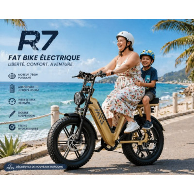 Vélo Électrique Fat Bike R7 750W – Autonomie 85 km | Double Suspension & Freins Hydrauliques