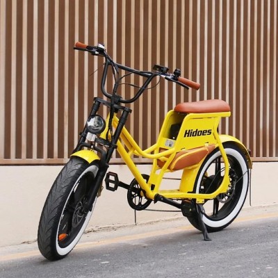 Vélo électrique Hidoes C8 jaune, VTT électrique tout-terrain à gros pneus de 700 W avec batterie 48 V 17 Ah,