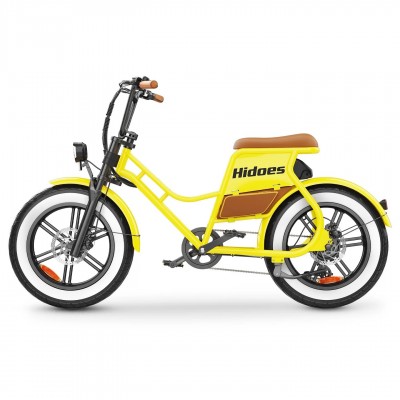 Vélo électrique Hidoes C8 jaune, VTT électrique tout-terrain à gros pneus de 700 W avec batterie 48 V 17 Ah,